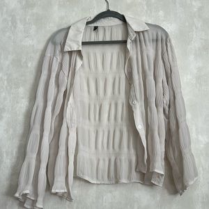 See through button down